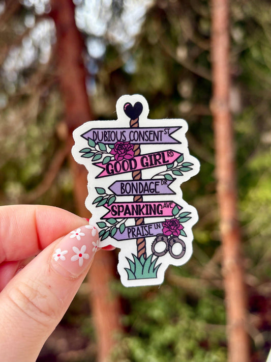 Dark Romance Smut Sign Post Clear Sticker
