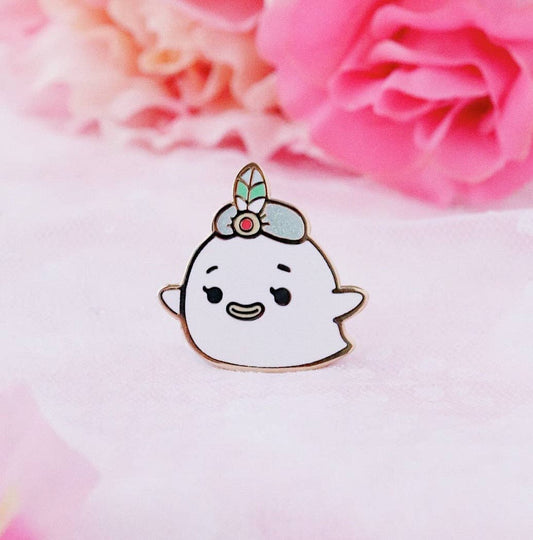 Gold Hard Enamel Wisp Lapel Pin with Glitter