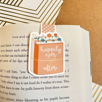 Floral Happily Ever After Cute Magnetic Bookmark - Bookish