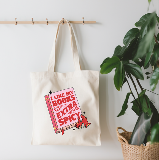 I Like My Books Extra Spicy Small Canvas Tote Bag