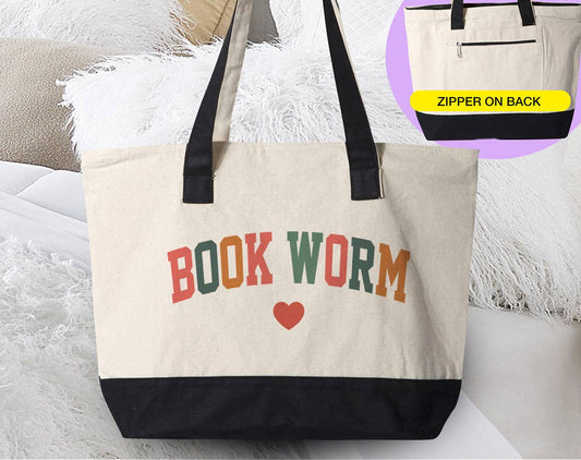 Bookworm Heart - Cute Book Reading Canvas Tote Bag
