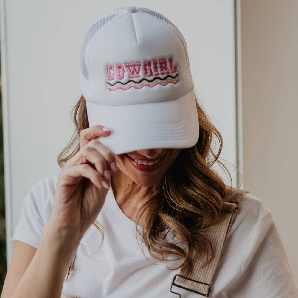 COWGIRL Spelled Out Foam Western Trucker Hat