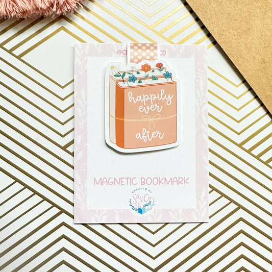 Floral Happily Ever After Cute Magnetic Bookmark - Bookish