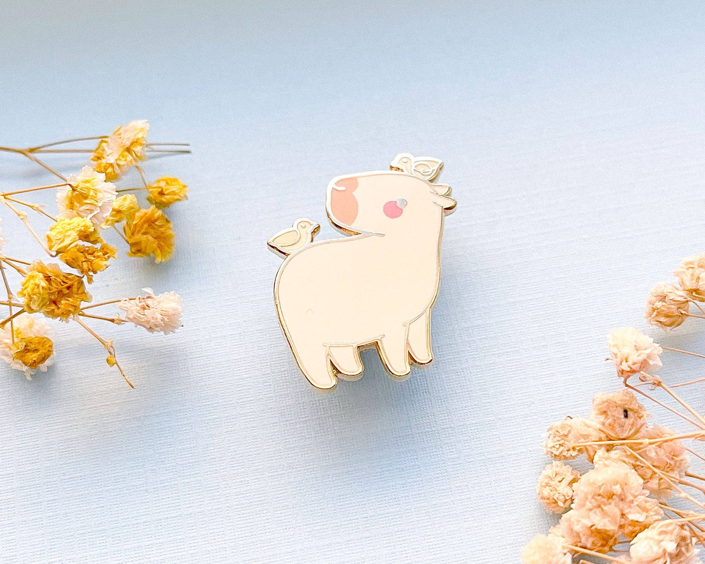 Curly the Capybara and Bird Friends Enamel Pin