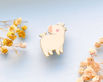 Curly the Capybara and Bird Friends Enamel Pin