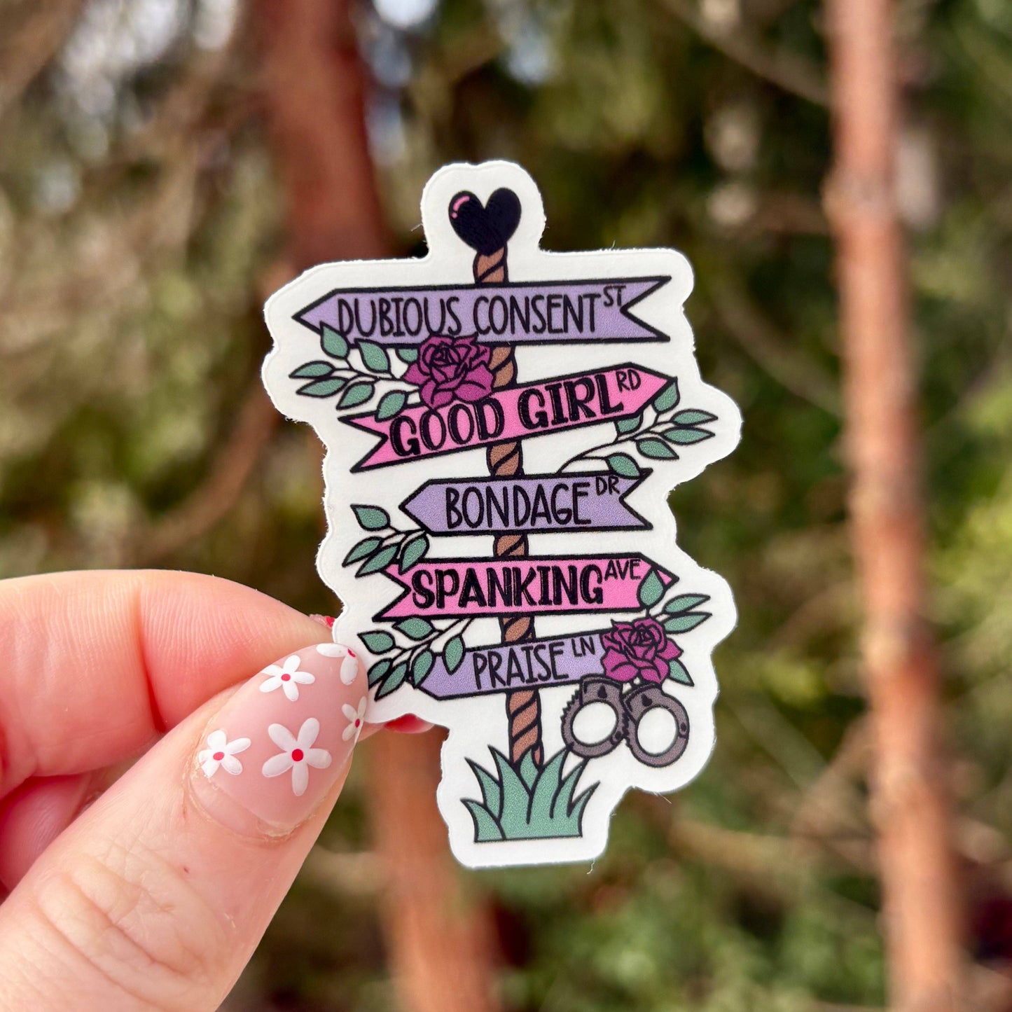 Dark Romance Smut Sign Post Clear Sticker