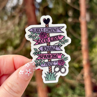 Dark Romance Smut Sign Post Clear Sticker