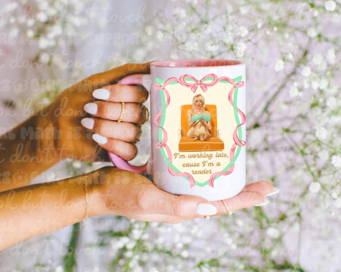 I’m Working Late Cause I’m a Reader Mug with Pink Handle