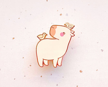 Curly the Capybara and Bird Friends Enamel Pin