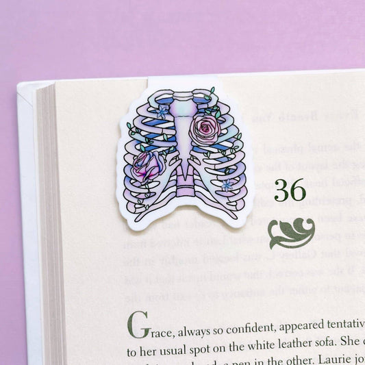 Spooky Floral Rib Cage Magnetic Bookmark