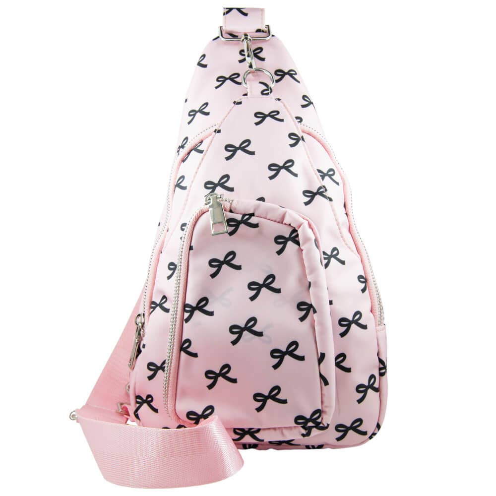 Black & Pink Mini Bows Crossbody Sling Bag