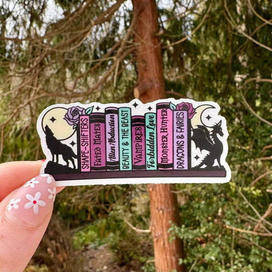 Dark Romantasy Tropes Shelf Clear Sticker