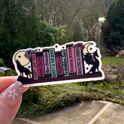 Dark Romantasy Tropes Shelf Clear Sticker