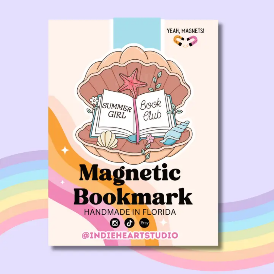 Summer Girl Book Club Shell | Magnetic Bookmark
