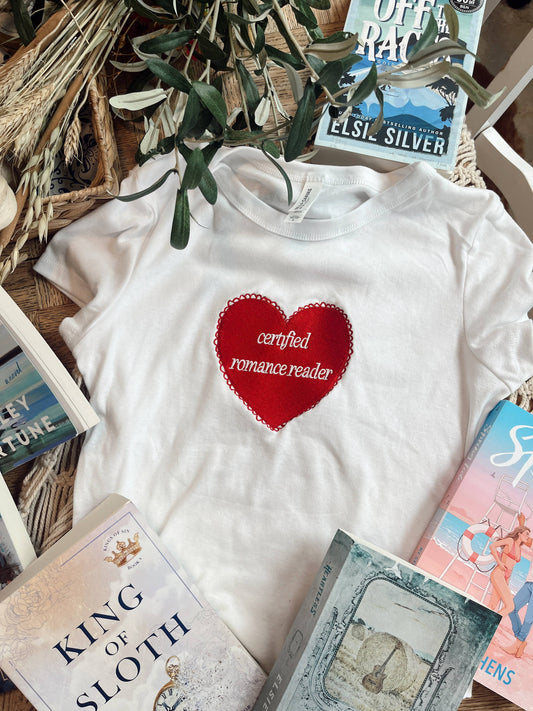 Certified Romance Reader- Bookish Baby Tee